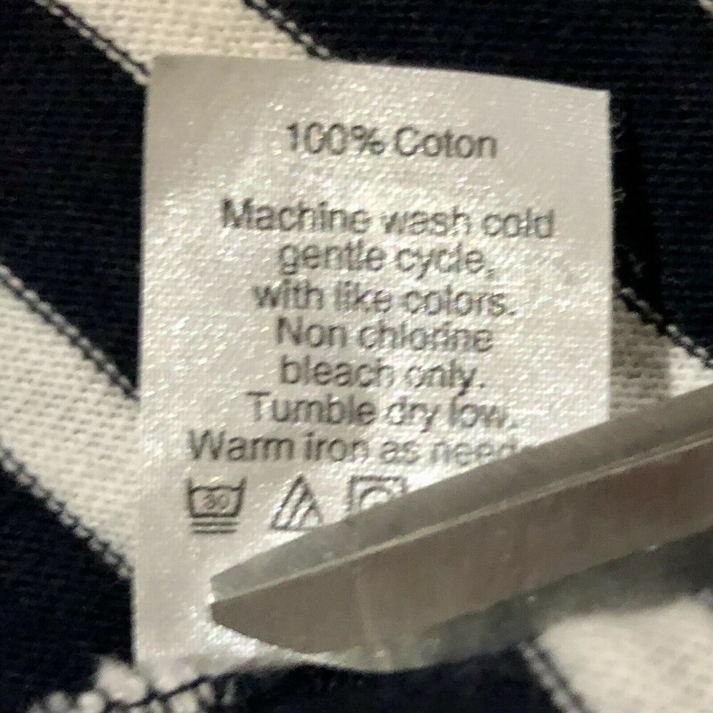 J. Crew Hooded Pullover Small Navy Blue White Stripe Front Pouch Pocket Loose - Picture 10 of 11